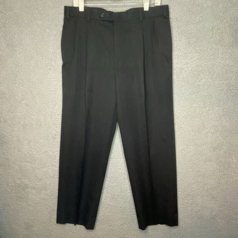 Brooks Brothers 100% Wool Pleated Dress Pants Mens 36x29 Dark Gray